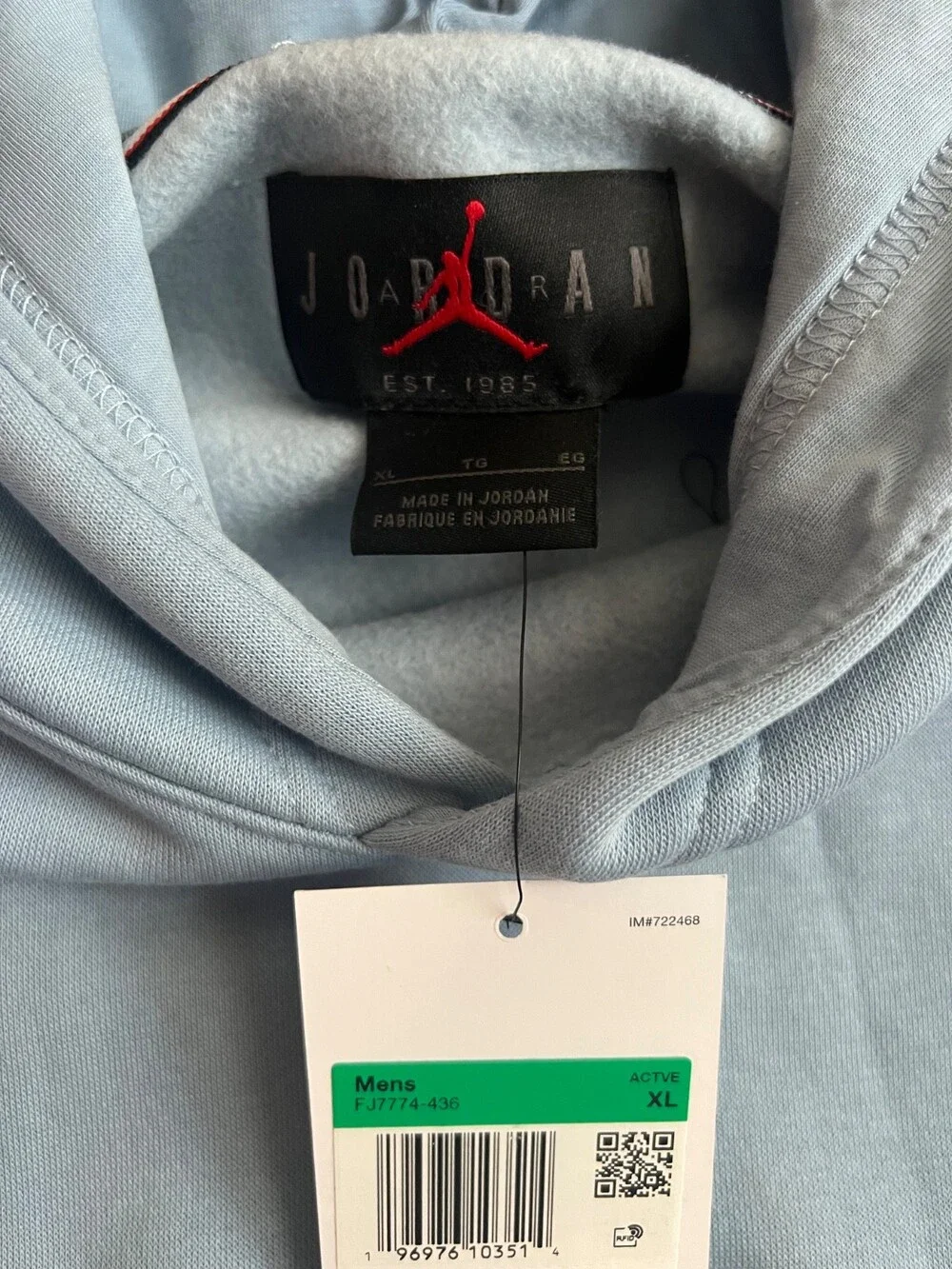 Jordan Men's Dri-FIT Sport Crossover Fleece Hoodie UNC Light Blue Size XL